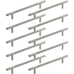 SO-TECH® Möbelgriff Stangengriff G23 BA 160 mm echt Edelstahl Ø 10 mm (10-St), Oberfläche gebürstet / gerändelt, inkl. Schrauben silberfarben