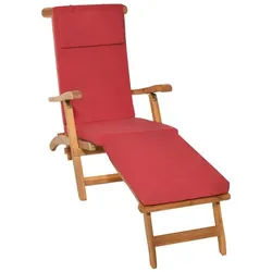 Beautissu Polsterauflage Luxus Deckchair Auflage LoftLux DC, 175x45x5cm, Rot, Polsterauflage für Liegestuhl Gartenliege Polster Bezug Abnehmbar rot