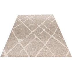 Teppich OBSESSION "My Tallinn 540", grau (taupe), B:80cm H:2mm L:150cm, Polypropylen, Teppiche, Teppich, Flachgewebe, modernes Rauten Muster, In- und Outdoor geeignet
