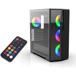 INCA Gaming-Gehäuse EMPOUSA Premium Computer CASE EMG-17XN 4x ARGB Lüfter Fernbedienung schwarz