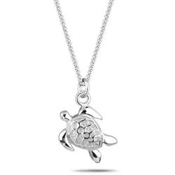 Elli Kette mit Anhänger Süßer Anhänger Schildkröte Schmuck Geschenk 925 Silber, Schildkröte silberfarben 45