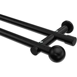 GARDINENSTANGE Platon Luino 320 cm (geteilt in 2 x 160 cm), 2-läufig (ohne Ringe), 20 mm Ø Schwarz