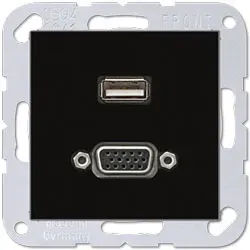 Jung Multimedia-Einsatz USB / VGA (schwarz)