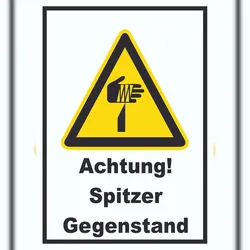 HB-Druck Achtung Spitzer Gegenstand A2 Rückseite selbstklebend Schild