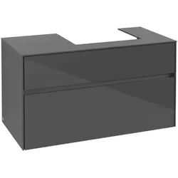Villeroy & Boch Collaro Waschbeckenunterschrank, Waschbecken rechts, 2 Auszüge, Wandmontage, 1000x548x500mm, C01500FP, Farbe: Front/Korpus: Glossy Grey, Griff: Graphite