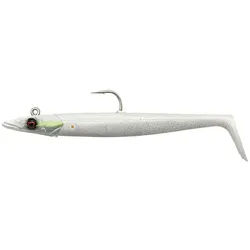 Savage Gear Kunstköder Sandeel V2 2+1 12cm 22g - 18cm 86g Sandaal Gummifisch Meeresköder, (Spar-Set), Der weiche PVC-Körper ist mit einer Glasrassel vormontiert weiß 17.5 cm