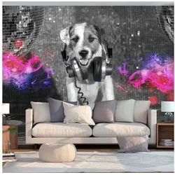 KUNSTLOFT Vliestapete DJ Dog 4x2.8 m, Halb-matt, lichtbeständige Design Tapete rosa|weiß 4.00 m x 2.80 m