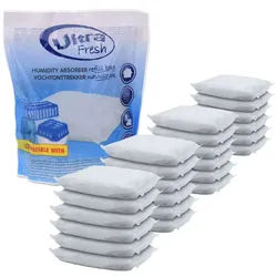 Spetebo Luftentfeuchter 24x Luftentfeuchter Nachfüllbeutel je 450g, Raumentfeuchter mit Auffangschale und Nachfüllbeutel weiß