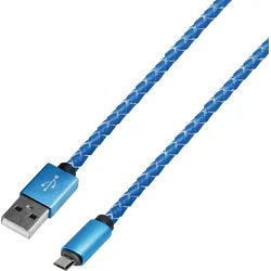 MATR M11L - Sync- & Ladekabel, USB A -> Micro, 1,0m, Leder, blau