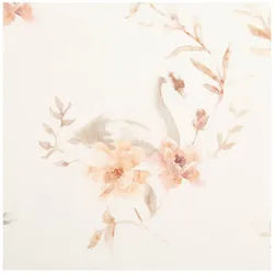 SCHÖNER LEBEN. Stoff Stoff Meterware Bio French Terry Schwäne Blumen wollweiß rosa 145cm, atmungsaktiv rosa|weiß