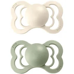 BIBS Supreme Natural Rubber Size 2: 6+ months Schnuller Ivory / Sage 2 St.