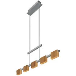 Led-Hängeleuchte , Silberfarben , Holz, Metall , Eiche , massiv , länglich , A , 10x150x100 cm , höhenverstellbar, 3 Helligkeitsstufen , Lampen & Leuchten, Innenbeleuchtung, Hängeleuchten, Pendelleuchten