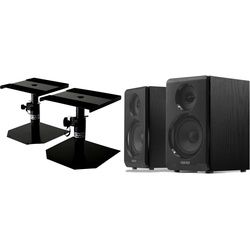 Edifier R33BT Regal-Lautsprecher Schwarz Stativ Set