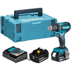 Makita Akku-Bohrschrauber DDF485RFJ, inkl. 2 Akkus 18V/3Ah, Ladegerät und Koffer blau