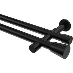 GARDINENSTANGE Prestige Sitra 520 cm (geteilt in 4 x 130 cm), 2-läufig (ohne Ringe), 20 mm Ø Schwarz