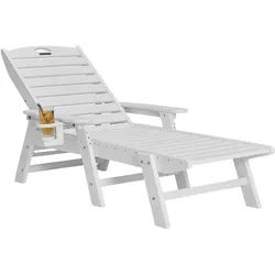 VEVOR Sonnenliege Liegestuhl Relaxliege Strandliege Liege HDPE bis 204kg Weiß