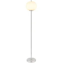 GLOBO LIGHTING Stehlampe, Leuchtmittel nicht inklusive, Stehleuchte Standlampe E27 Glaskugel opal Metall nickel Wohnzimmer silberfarben