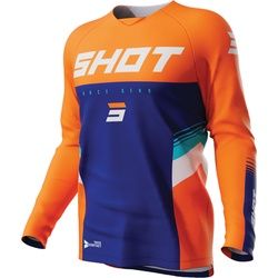 Shot Draw Tracer Kinder Motocross Jersey, blau-orange, Größe 12- 14 13 - 14 12/14 12 Jahre 13 Jahre