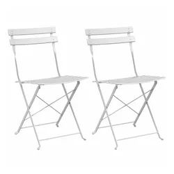 vidaXL Gartenstuhl Gartenklappstuhl 2 pcs Weiß 42 x 46 x 82cm Metall (2 St) weiß