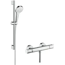 hansgrohe Brausesystem Croma Select S 669mm Brausestange, m Thermostat, weiß/chrom