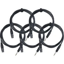 Pronomic Stage XFJ-2.5 Mikrofonkabel XLR/Klinke 2,5 m Schwarz 5er Set