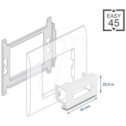 DELOCK 81436 - Easy 45 Modulblende Rechteck für LWL Kupplung, 45 x 22,5 mm