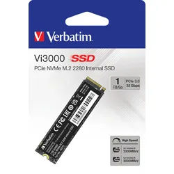 Verbatim SSD 1TB, PCIe 3.0, M.2 2280, NVMe, Vi3000 (R) 3300MB/s, (W) 3000MB/s, Retail