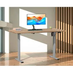 Mid.you Schreibtisch , Silberfarben, Sonoma Eiche , Metall, Holzwerkstoff , rechteckig , 80x71x140 cm , höhenverstellbar , Büromöbel, Schreibtische, Höhenverstellbare Schreibtische