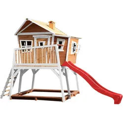 Ambia Garden Spielturm , Braun, Rot, Weiß , Holz , Hemlocktanne , 432x288x193 cm , EN 71, CE, FSC 100% , Freizeit & Co, Gartenspielzeug, Spieltürme