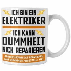 Trendation Tasse Trendation - Elektriker Geschenke für Männer Tasse Geschenk Elektriker Elektroniker Geschenkidee weiß