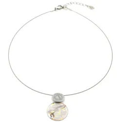 Sergio Engel Collier Pura Recycled Kette 03 Seilkette mit zweiteiligen Plättchen-Anhänger (Set, 2-tlg., inkl. Schmuckanhänger) silberfarben