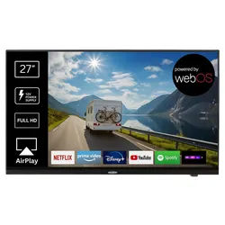 Reflexion LDDX27IBT BLACK LED-Fernseher (69 cm/27 Zoll, Full HD, Smart-TV, powered by webOS Hub (LG), DC IN 12 Volt / 24 Volt, Netzteil 230 Volt, integrierter DVD-Player) schwarz 61.7 cm x 36.2 cm x 4.5 cm