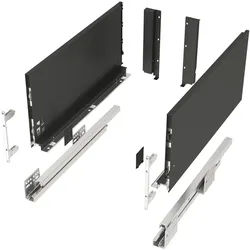 SO-TECH® Schubkasten Schubladensystem JUNKER SLIM anthrazit H: 199 mm bis 40 kg b, SoftClose, mit 13 mm schlanken Schubladenzargen, Nennlänge 300 mm grau