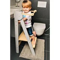 Xxxl Lernturm , Grau, Naturfarben , Holz , Birke , Sperrholz , 38x90x40 cm , Babymöbel & Kindermöbel, Babyzimmer, Hochstühle, Lerntürme