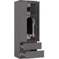 Raumhirsch Furniture Kleiderschrank Eleganter Kleiderschrank - Robuster Schlafzimmerschrank - Stauraum (viele Farbvarianten - Maße: 60 x 180 x 51 cm) - Hochwertig & stabil grau