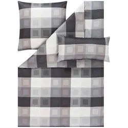 Estella Bettwäsche , Anthrazit , Textil , Karo , 135x200 cm , pflegeleicht, atmungsaktiv, hautfreundlich, weiche und anschmiegsame Oberfläche , Heimtextilien, Bettwäsche & Leintücher, Bettwäsche, Satin-Bettwäsche