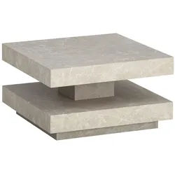 KADIMA DESIGN Couchtisch 60x60x34 cm Sandfarben Sofatisch in Stein-Optik Modern, Design Wohnzimmertisch mit Stauraum Quadratisch, Loungetisch Beige, Kaffeetisch