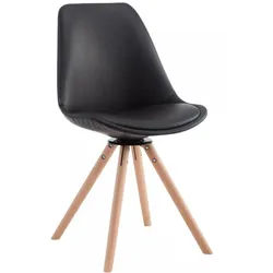 CLP Stuhl Lederlook schwarz , Schwarz , Holz , 48x84x56 cm , Esszimmer, Stühle