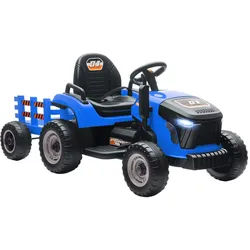 Aiyaplay Kinder-Elektrotraktor 3-Gang mit Anhänger, 2 Motor, für 3-8 Jahre, Blau , Metall , 58x55x139 cm , unisex , Freizeit & Co, Gartenspielzeug, Kinder-Elektrofahrzeuge