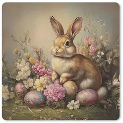 MuchoWow Mauspad Hase - Stilleben - Blumen (1-St), Mauspad groß, Zubehör für Gaming Zimmer, Desk Mat, 80x80 cm 80 cm x 80 cm