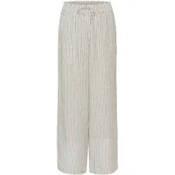 Marlene-Hose KAFFE "Hose KAmilia", Damen, Gr. 40, N-Gr, weiß (chalk, schwarz stripe), Obermaterial: 70% Viskose CV. 30% Leinen LI., Hosen