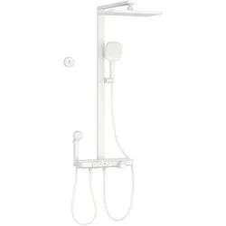 Emke Überkopfbrauseset mit Thermostat und 4 Wasserauslässen 40,9/60/105 cm , Weiß , Metall , Freiform , 40x113x58 cm , Badezimmer, Baden & Duschen, Duscharmaturen