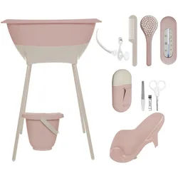 Luma Babybadeset , Altrosa , Kunststoff , 8-teilig , 79.5x40x46 cm , Grüner Punkt , Pflegen, Baden, Babybadewannen