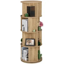Relaxdays Bücherregal , Hellbraun , Holzwerkstoff, Metall , Rund , 50x137x50 cm , Wohnzimmer, Regale, Bücherregale