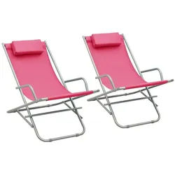 furnicato Gartenliege Klappbare Garten-Liegestühle 69x61x94 cm Rosa mit gepolsterter, 1 St. rosa