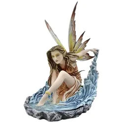 Vogler Fantasy-Figur Fee Llayda sitzt in Wasserfontän Figur Elfe Fairy