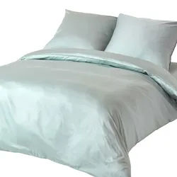 Homescapes Bio-Bettwäsche Satin Fadendichte 400 , Hellblau , Textil , Rechteckig , 155x220 cm , Oeko-Tex® , Heimtextilien, Bettwäsche & Leintücher, Bettwäsche