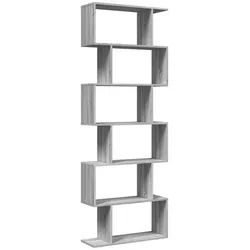 vidaXL Bücherregal Raumteiler-Bücherregal 6 Etagen Grau Sonoma 70x24x193 cm, 1-tlg. grau