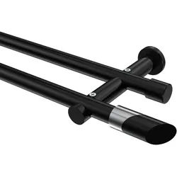 GARDINENSTANGE Platon Verano 540 cm (geteilt in 3 x 180 cm), 2-läufig (ohne Ringe), 20 mm Ø Schwarz