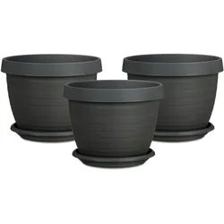 Scheurich Blumentopf Country Star 40 (Set, 3 St), mit Untersetzern schwarz